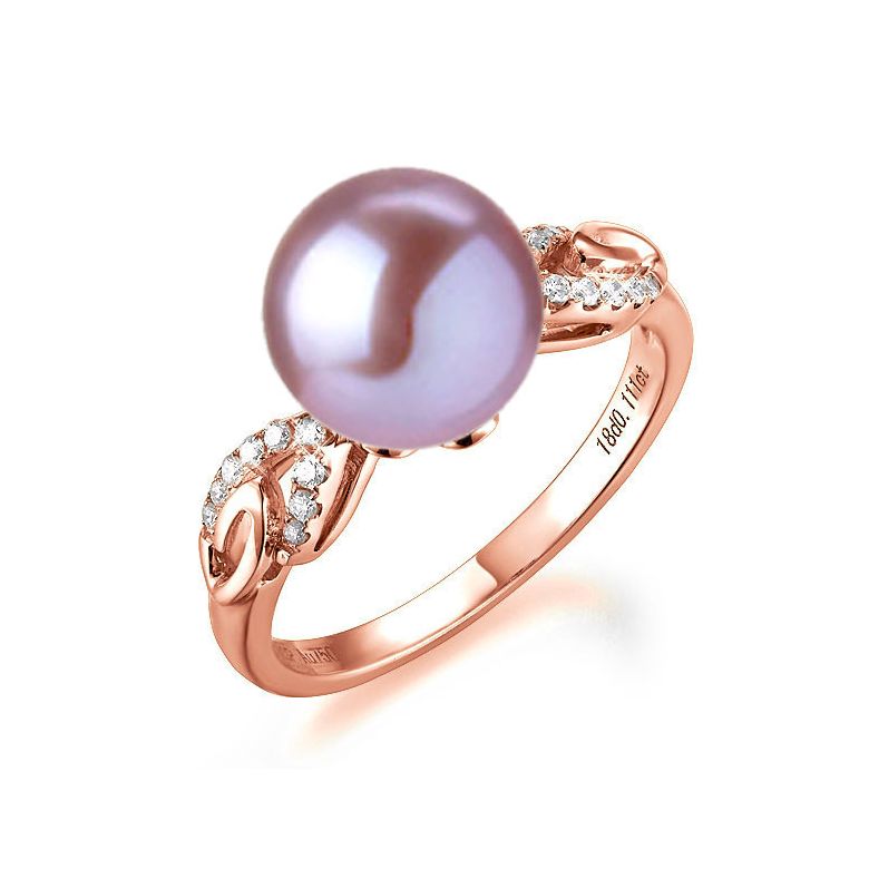 Bague du couple danseur - Perle eau douce - Or rose 18cts, diamants - 1