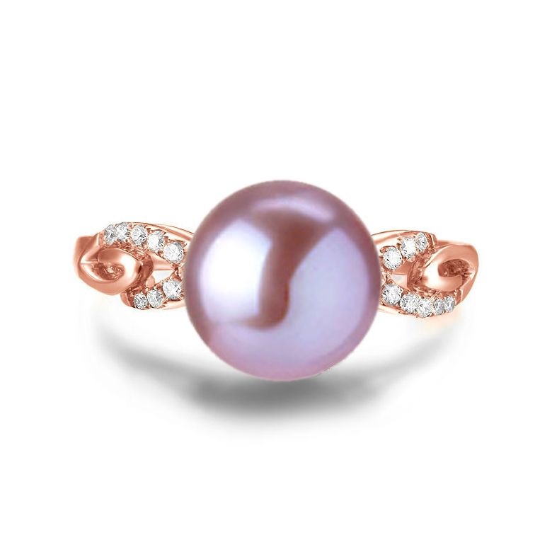 Bague du couple danseur - Perle eau douce - Or rose 18cts, diamants - 2