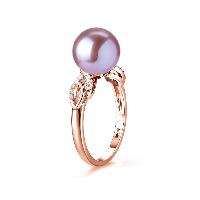 Bague du couple danseur - Perle eau douce - Or rose 18cts, diamants - 3