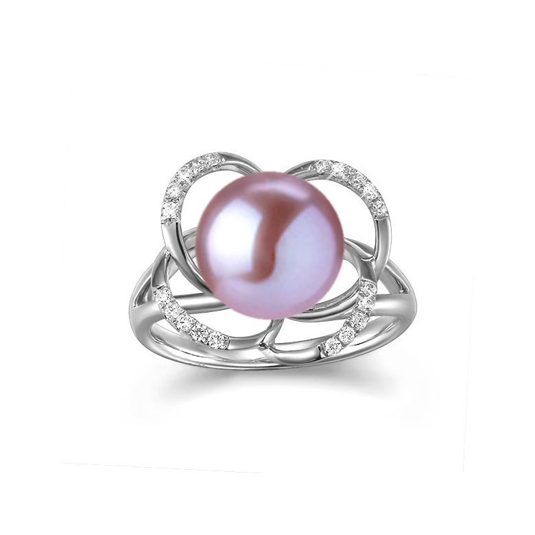 Bague en perle monde floral - Perle de culture or blanc et diamants - 2