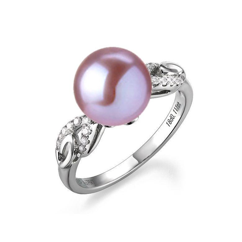 Bague du couple danseur - Perle eau douce - Or blanc 18cts, diamants - 1