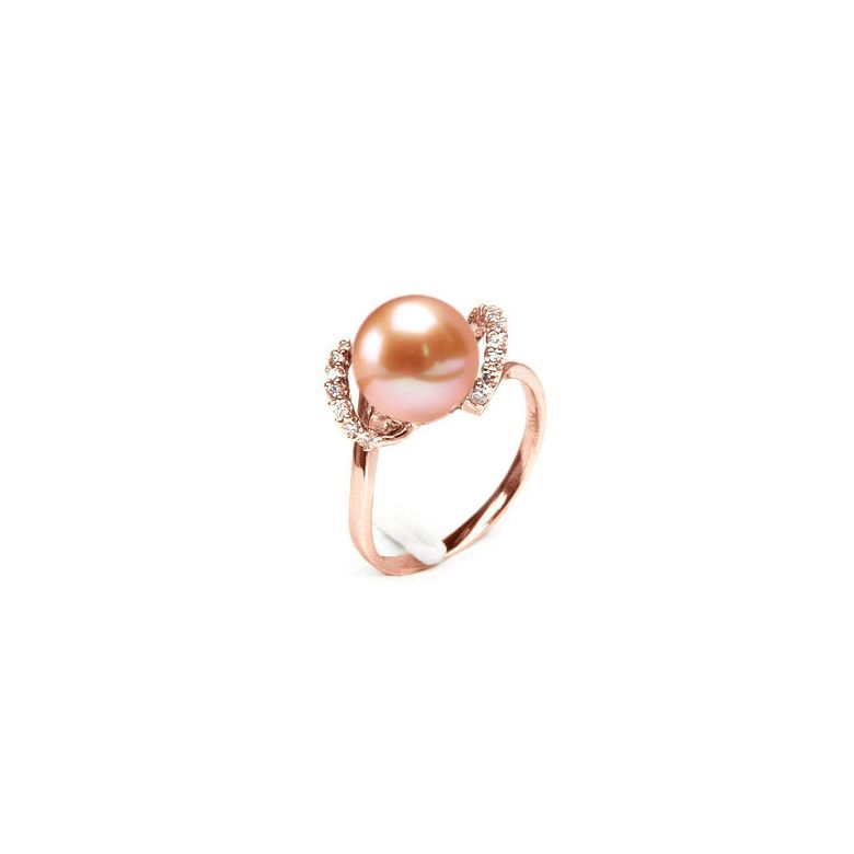 Bague Byzance I  Perle de culture, Or rose, Diamants - 1