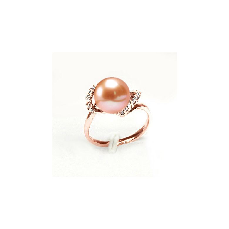 Bague Byzance I  Perle de culture, Or rose, Diamants - 2
