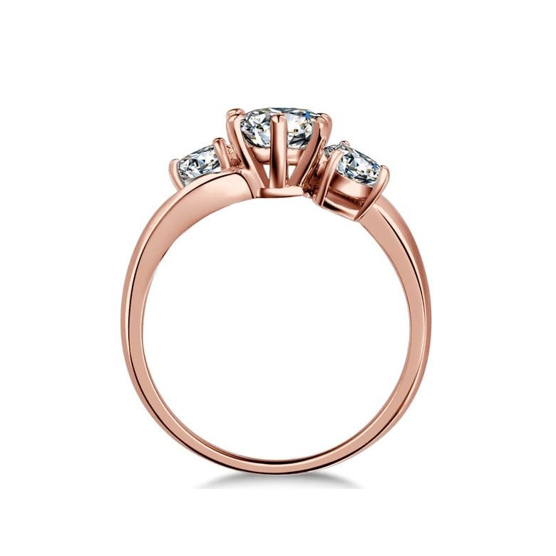 Solitaire trilogie or rose - Bague de fiançaille 3 diamants | Trilogie - 7