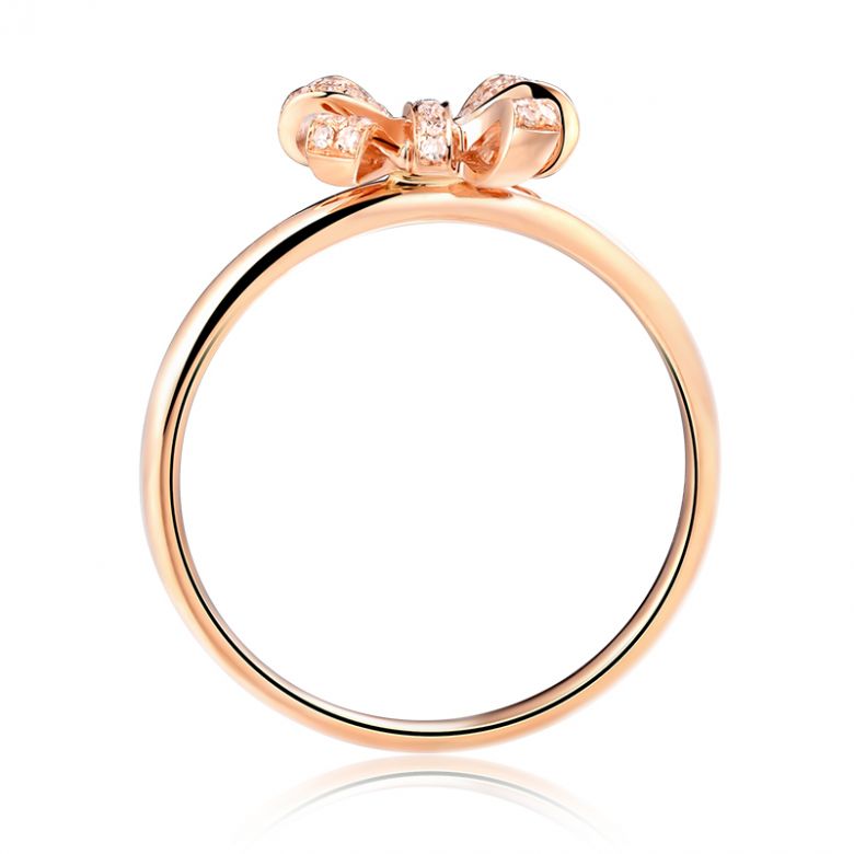 Bague petit noeud Or rose 18cts. Diamants 0.080ct - 6