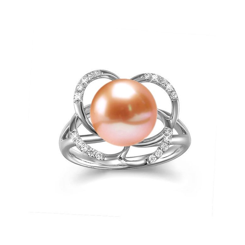 Bague en perle monde floral - Perle de culture or blanc et diamants - 2