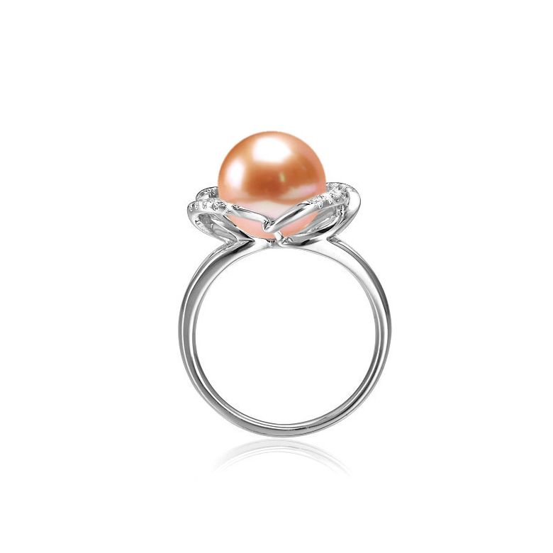 Bague en perle monde floral - Perle de culture or blanc et diamants - 3