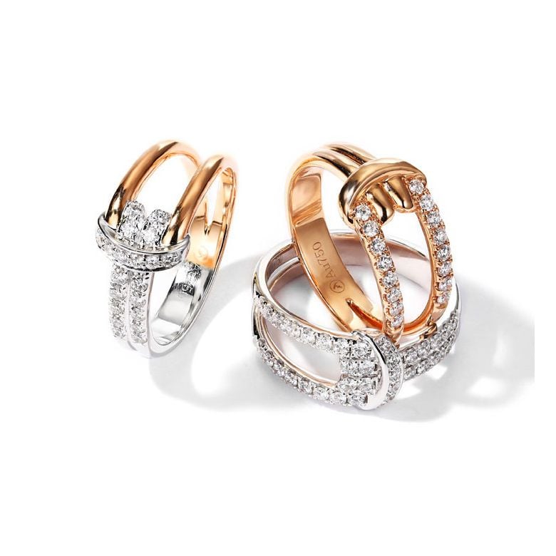 Bague Noeud Marin Or rose, Diamants | Gemperles - 1