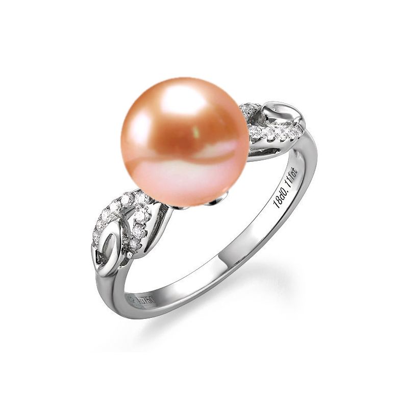 Bague du couple danseur - Perle eau douce - Or blanc 18cts, diamants - 1