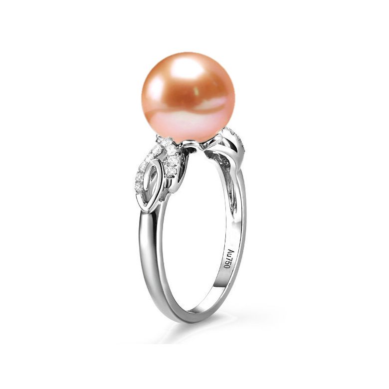 Bague du couple danseur - Perle eau douce - Or blanc 18cts, diamants - 2