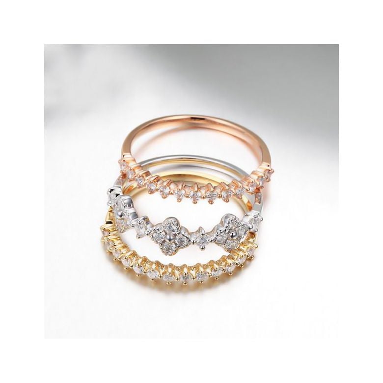 Bague 3 anneaux or jaune, blanc et rose. Myriade diamants | Classic Three Light - 3