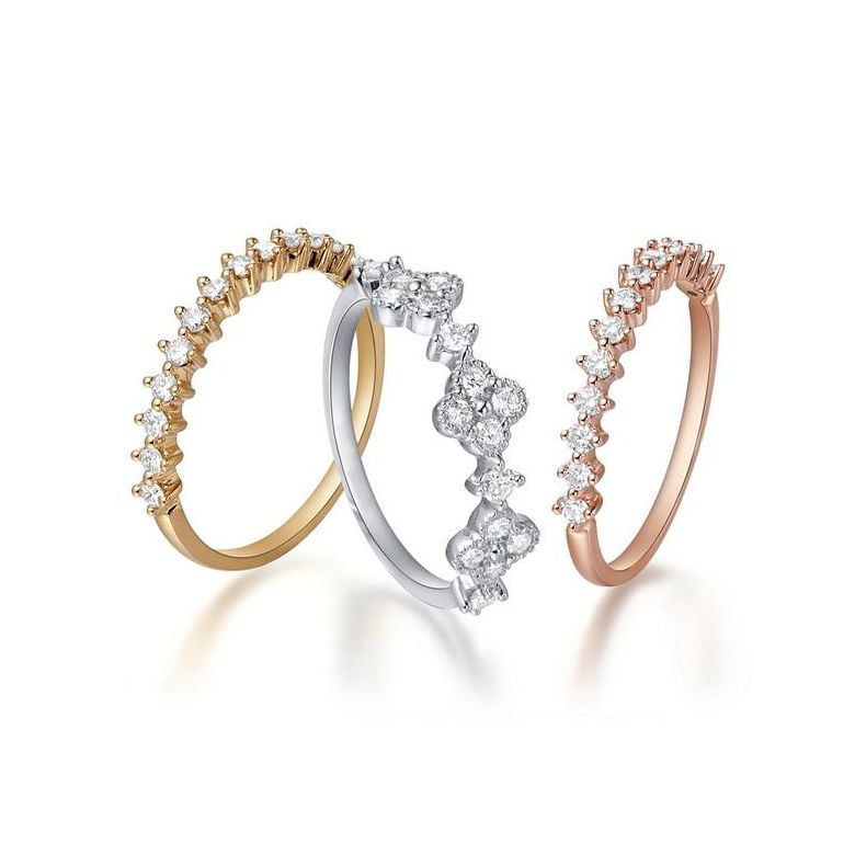 Bague 3 anneaux or jaune, blanc et rose. Myriade diamants | Classic Three Light - 5