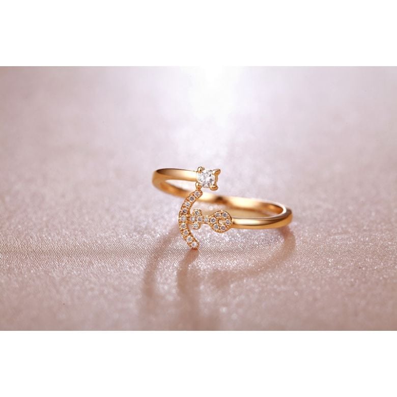 Bague enclume de bateau. Or jaune 18cts, diamants 0.11ct | Gemperles - 5