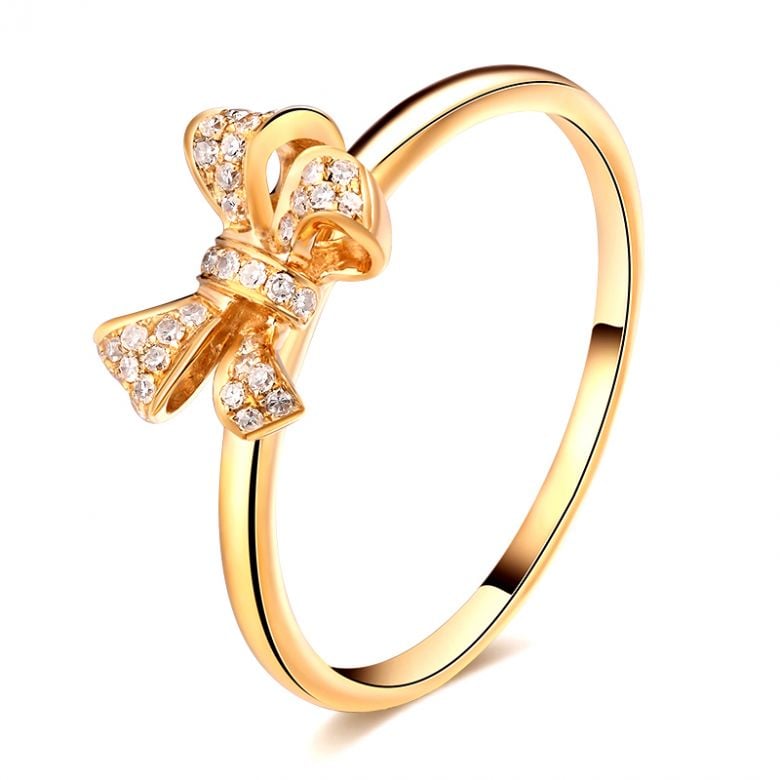Bague petit noeud Or jaune 18cts. Diamants 0.080ct - 1