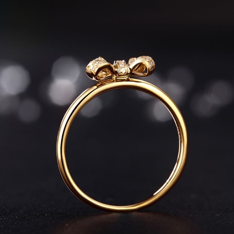 Bague petit noeud Or jaune 18cts. Diamants 0.080ct - 4