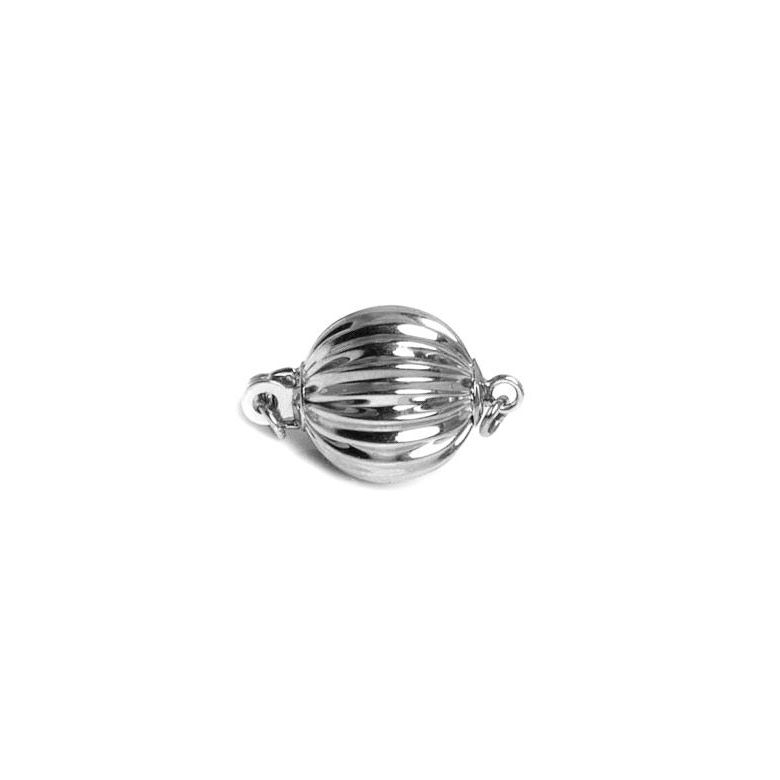 Boccino : 2 Fermoirs 7mm, Or blanc 14cts - 1