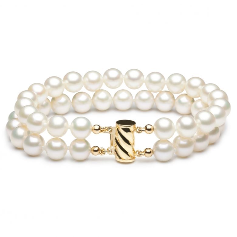 Bracelet double rang perles de culture - Perle blanche Chine - 7/7.5mm - 1