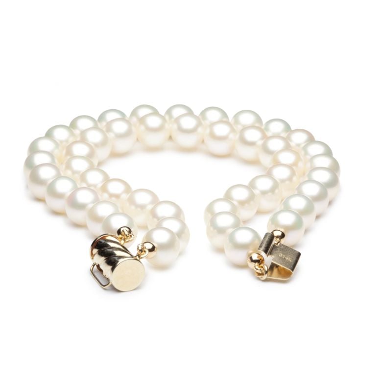 Bracelet double rang perles de culture - Perle blanche Chine - 7/7.5mm - 2