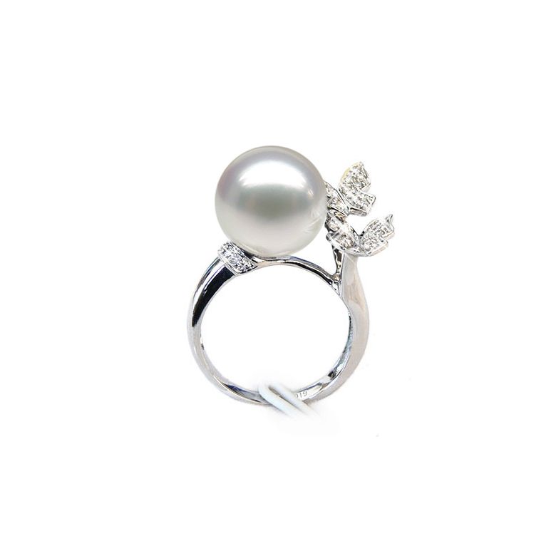 Bague papillons gracieux - Perle d'Australie - Or blanc, diamants - 2