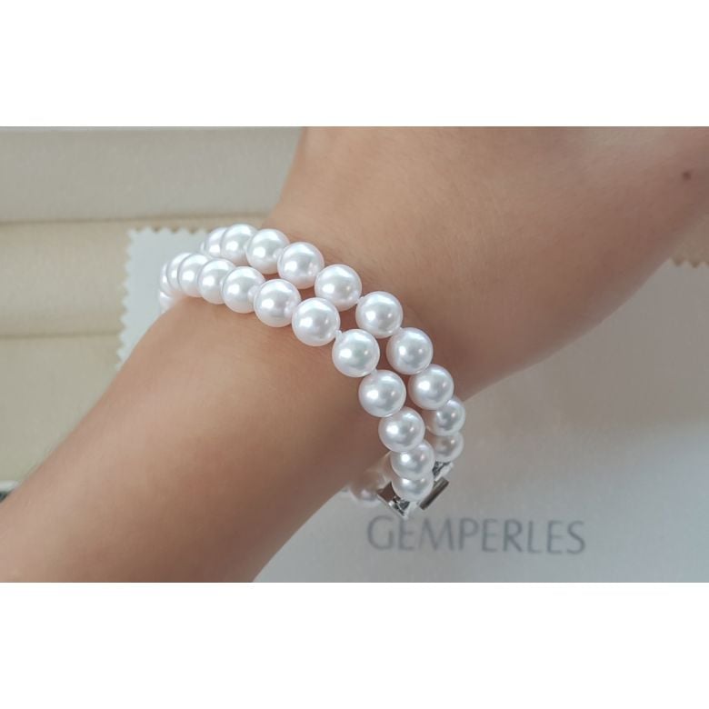 Bracelet 2 rangs perles Akoya - Perle mer - Culture Japon - 6.5/7mm - 4