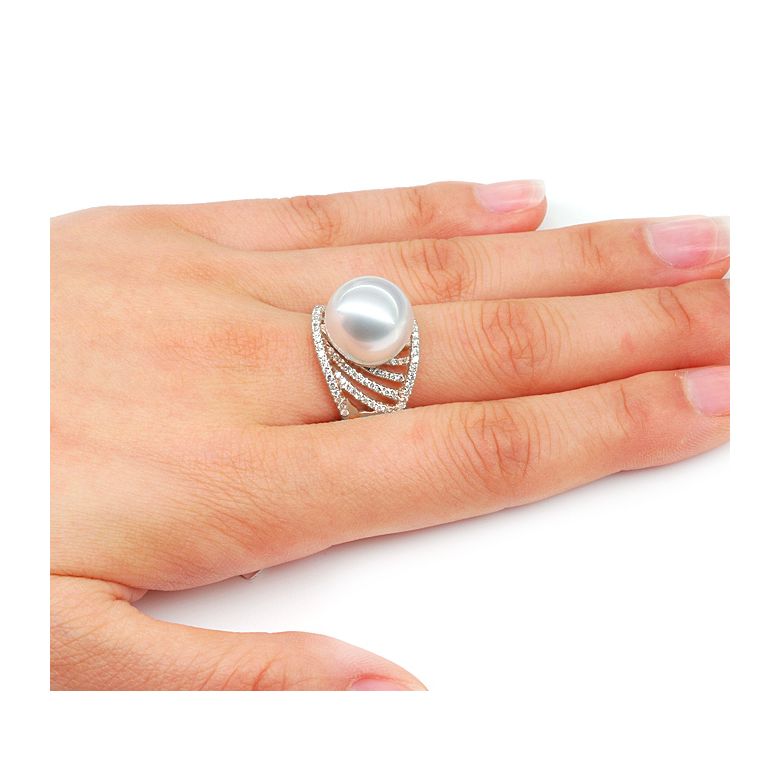 Bague des îles Cocos - Or rose et perle d'Australie - Diamants - 2