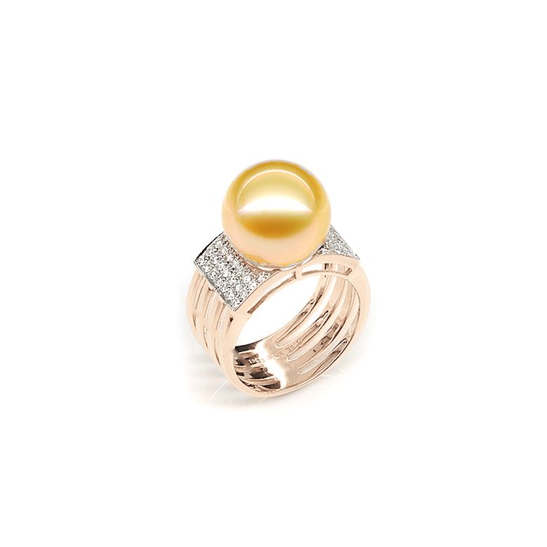 Bague Îles Ashmore-et-Cartier - Or rose, diamants, perle d'Australie - 1