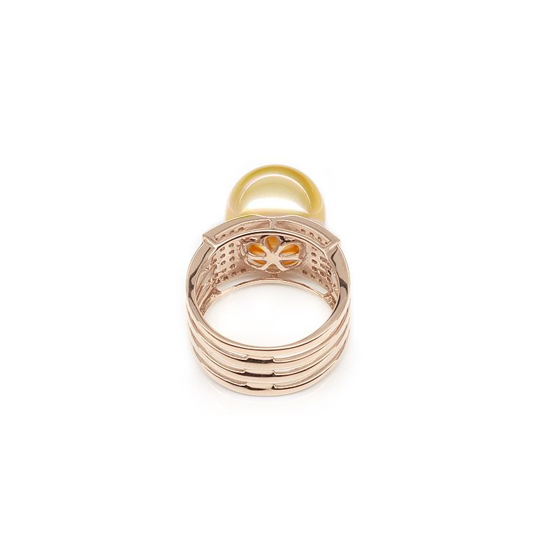 Bague Îles Ashmore-et-Cartier - Or rose, diamants, perle d'Australie - 5