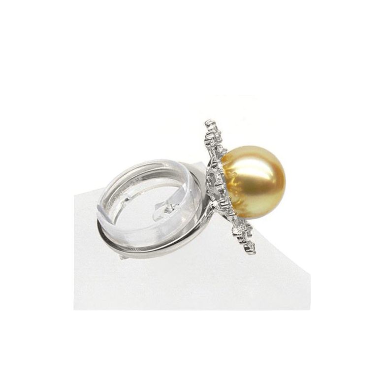 Bague luxe - Branche corail - Perle d'Australie, or blanc, diamants - 2