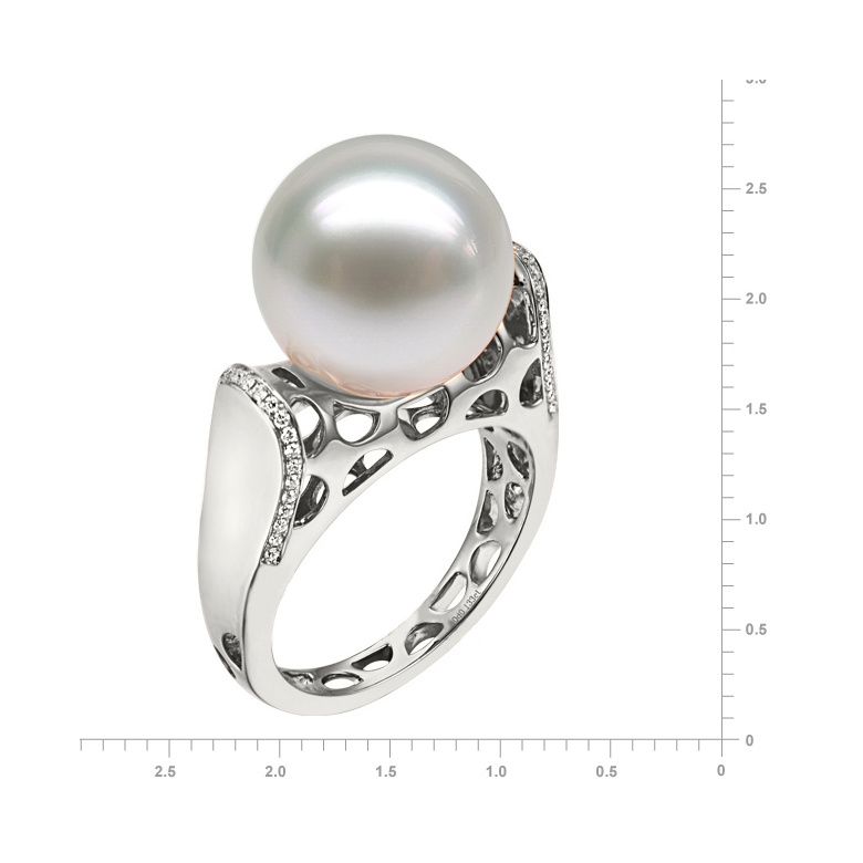 Bague signature perle des mers du sud - Corail starlette diamanté or blanc - 2