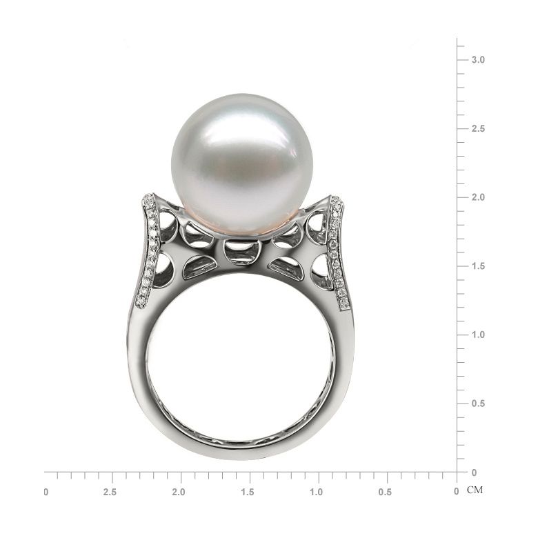 Bague signature perle des mers du sud - Corail starlette diamanté or blanc - 3