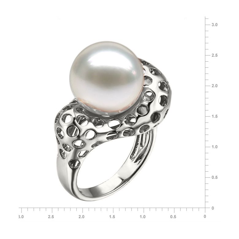 Bague chaloupée corail starlette - Perle des mers du sud or blanc - 5