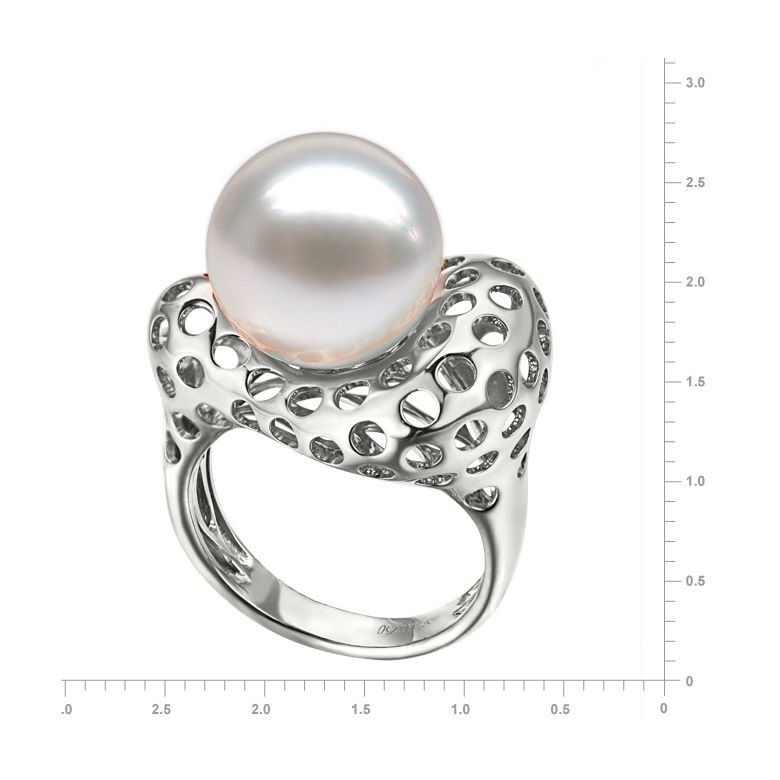 Bague chaloupée corail starlette - Perle des mers du sud or blanc - 6