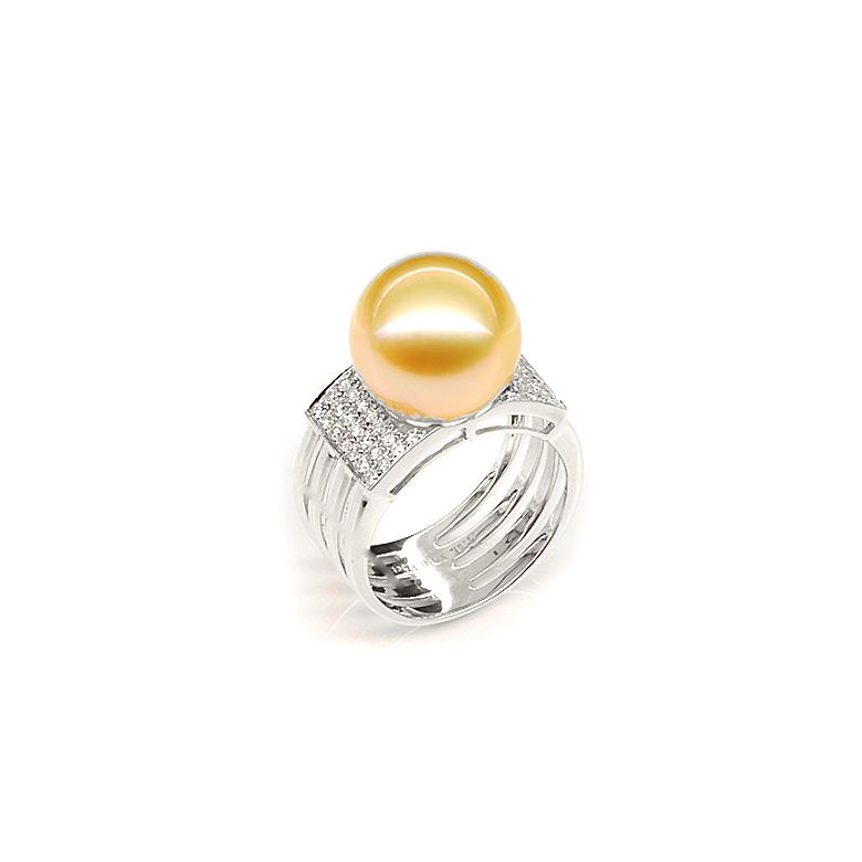 Bague Îles Ashmore-et-Cartier - Or blanc, diamants, perle d'Australie - 1