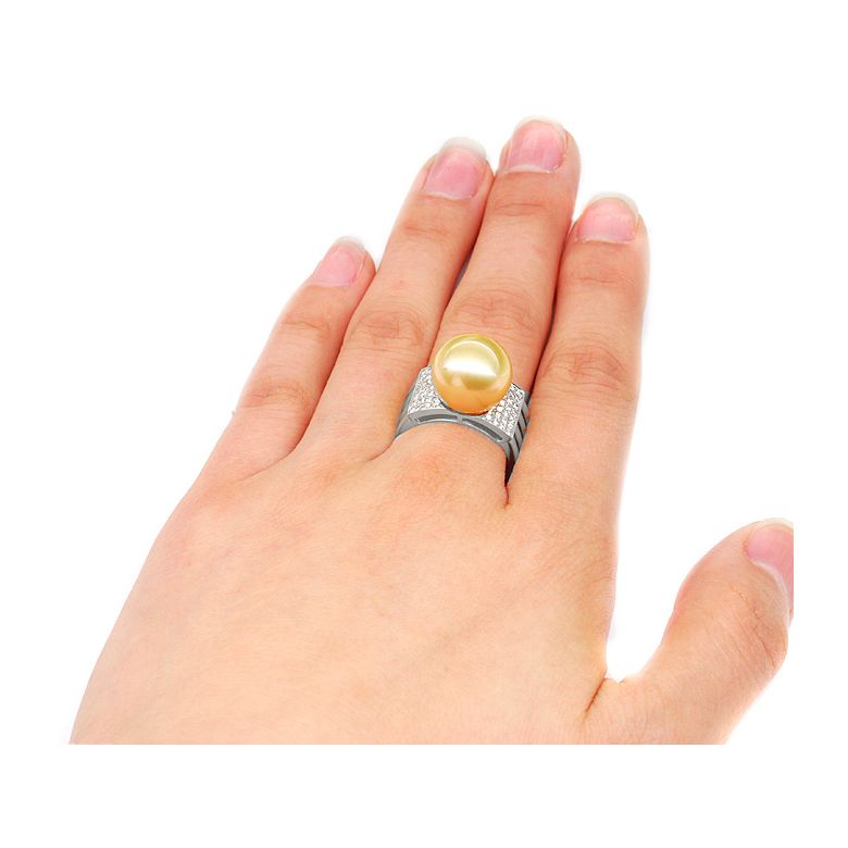 Bague Îles Ashmore-et-Cartier - Or blanc, diamants, perle d'Australie - 4
