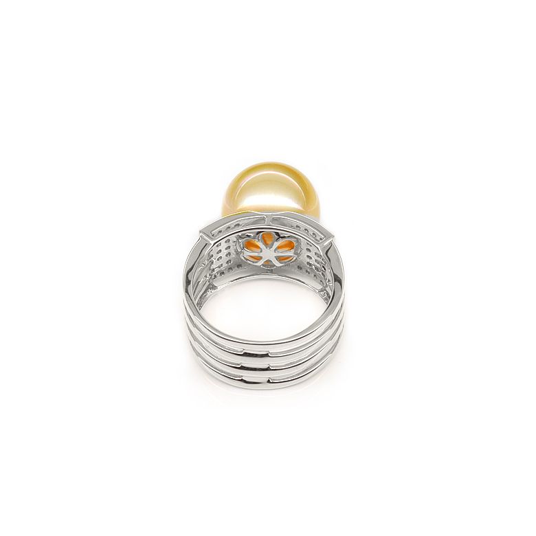 Bague Îles Ashmore-et-Cartier - Or blanc, diamants, perle d'Australie - 5