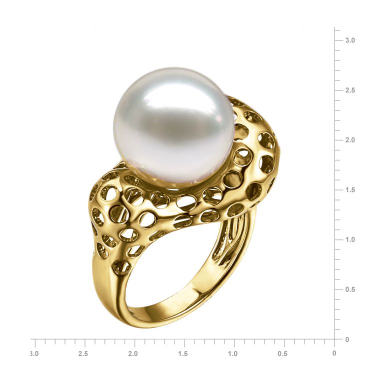 Bague chaloupée corail starlette - Perle des mers du sud or jaune - 5