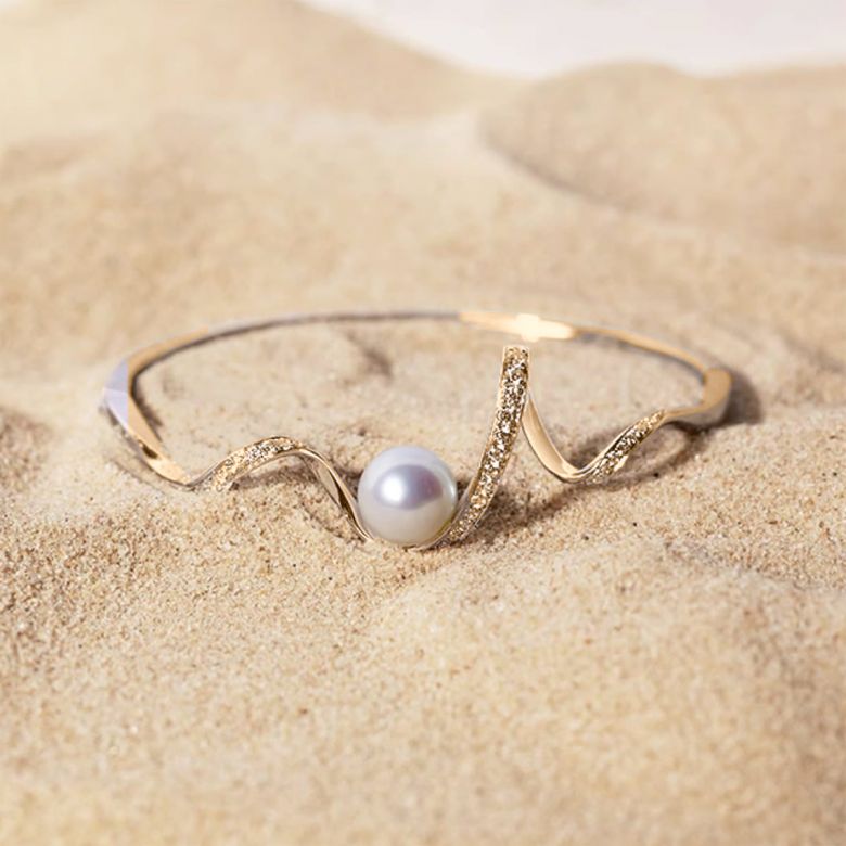 Bracelet Ondine - Perle Akoya, Or Jaune, Diamants - 1