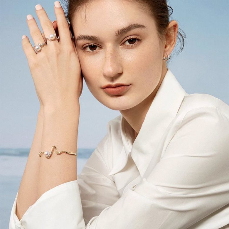 Bracelet Ondine - Perle Akoya, Or Jaune, Diamants - 4