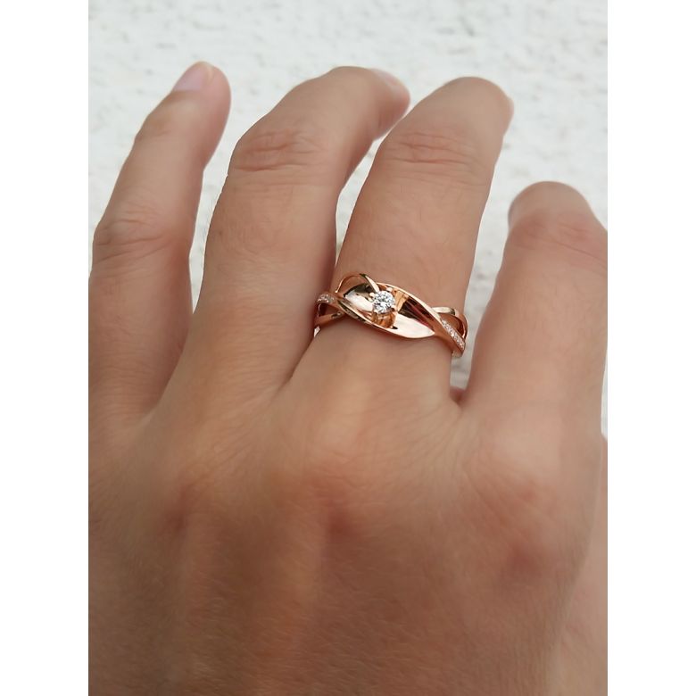 Bague fiançaille en or rose 750/1000 - Diamants 0.15ct - 2