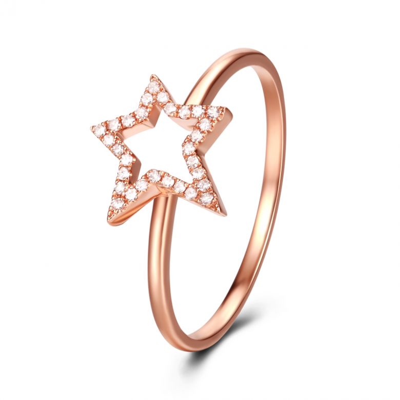 Bague Étoile Or rose 18cts. 30 diamants 0.060ct - 1