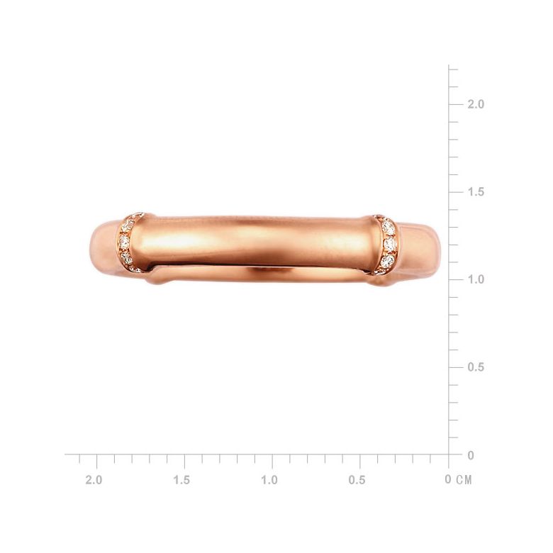 Bague bambou or rose 18cts - Anneau luxe et pierres diamants - 3