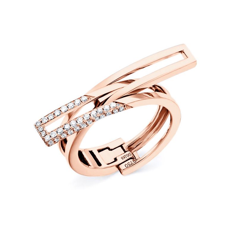 Bague anneau d'exception. Pendentif or rose diamants forme cœur | Exception - 1