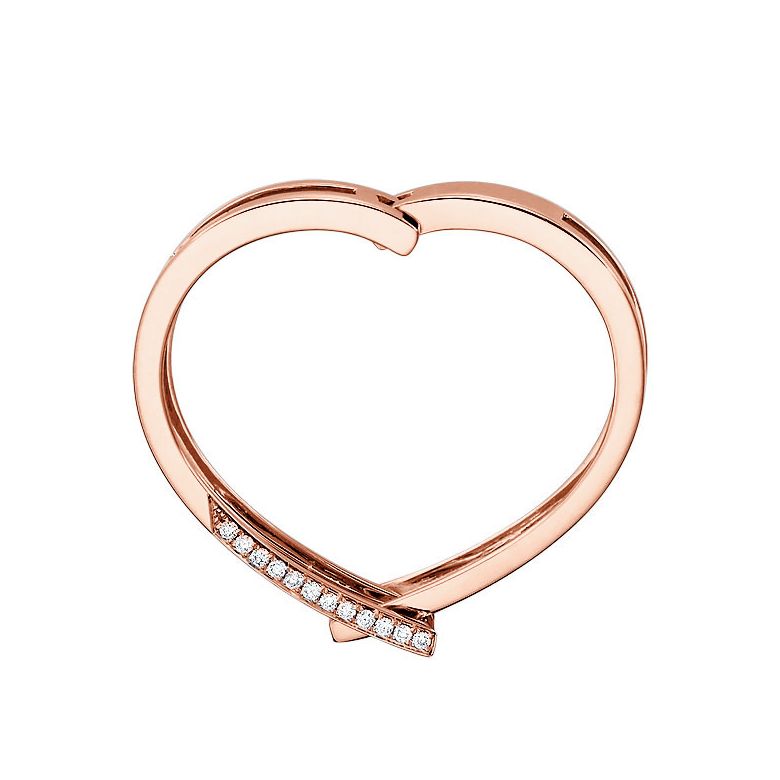Bague anneau d'exception. Pendentif or rose diamants forme cœur | Exception - 2