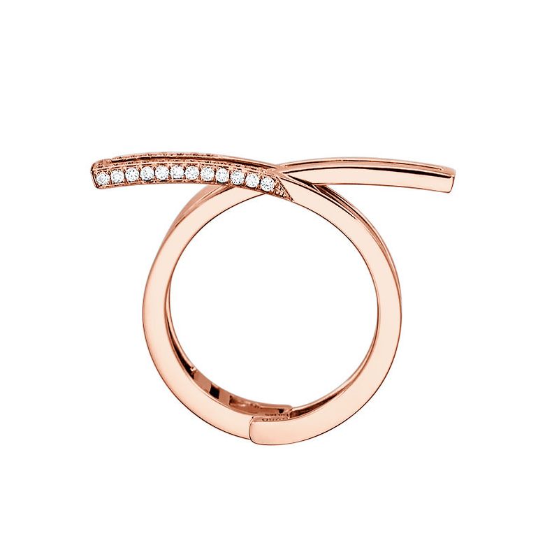 Bague anneau d'exception. Pendentif or rose diamants forme cœur | Exception - 4