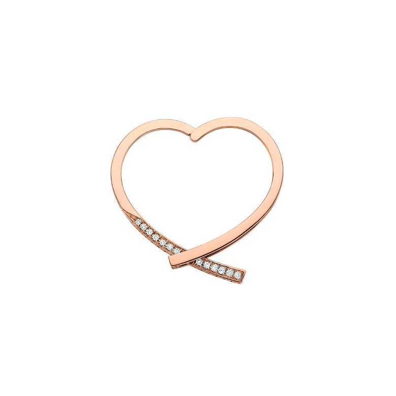 Anneau bague type pendentif - Or rose 18cts - Diamants - 2