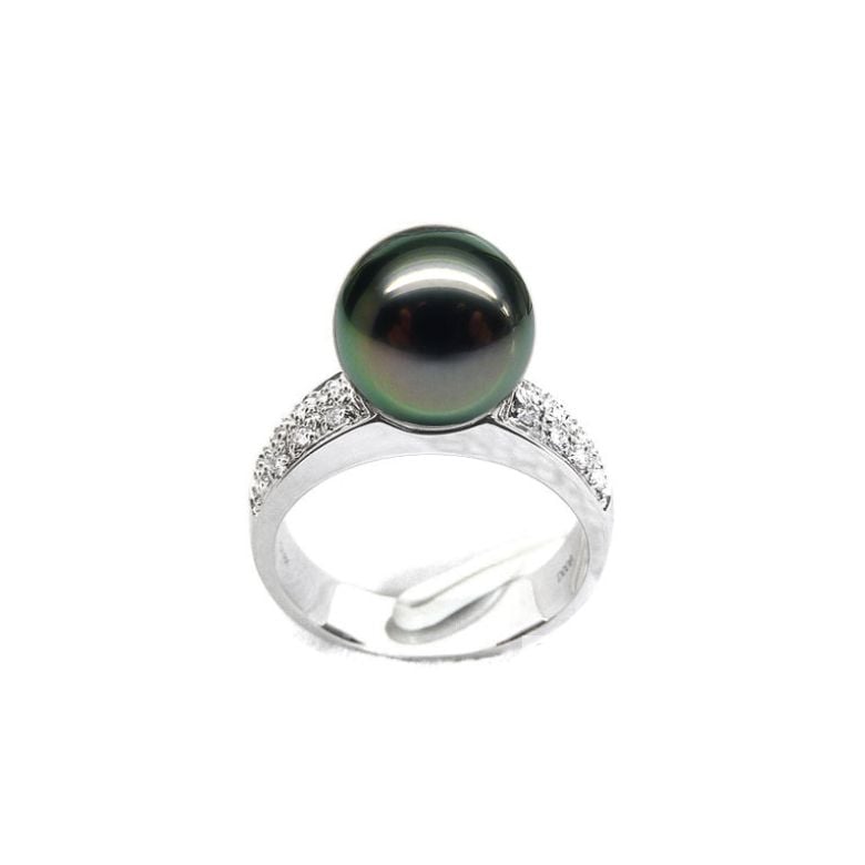 Bague Elbow - Perle de Tahiti - Or blanc, diamants - 2