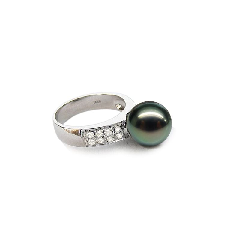 Bague Elbow - Perle de Tahiti - Or blanc, diamants - 1