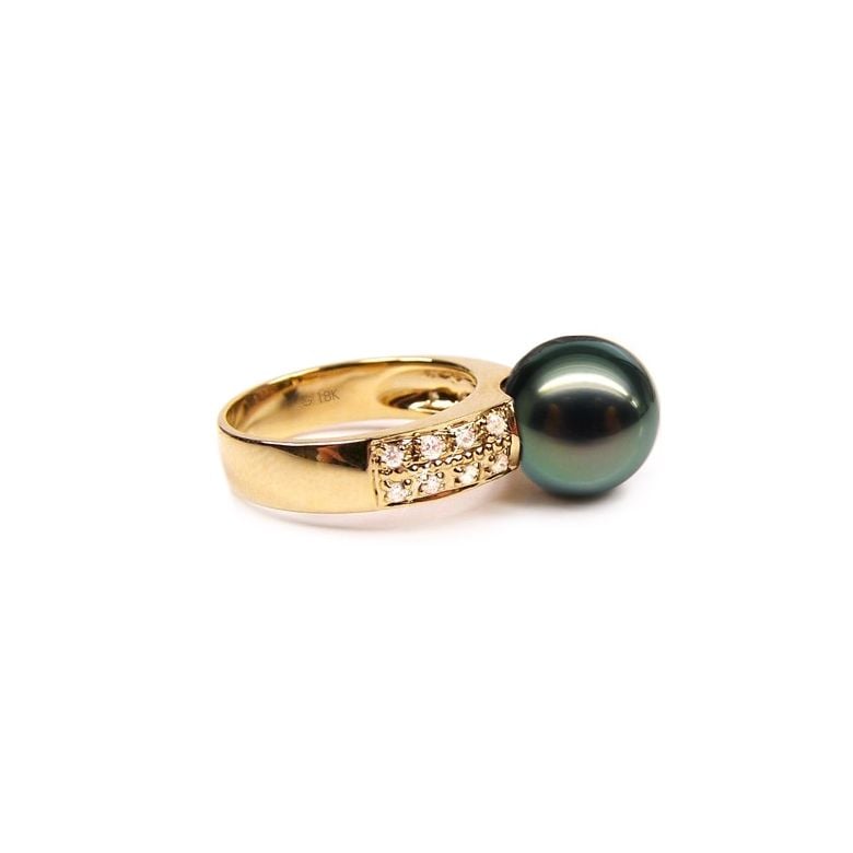 Bague Elbow - Perle de Tahiti - Or jaune, diamants - 1