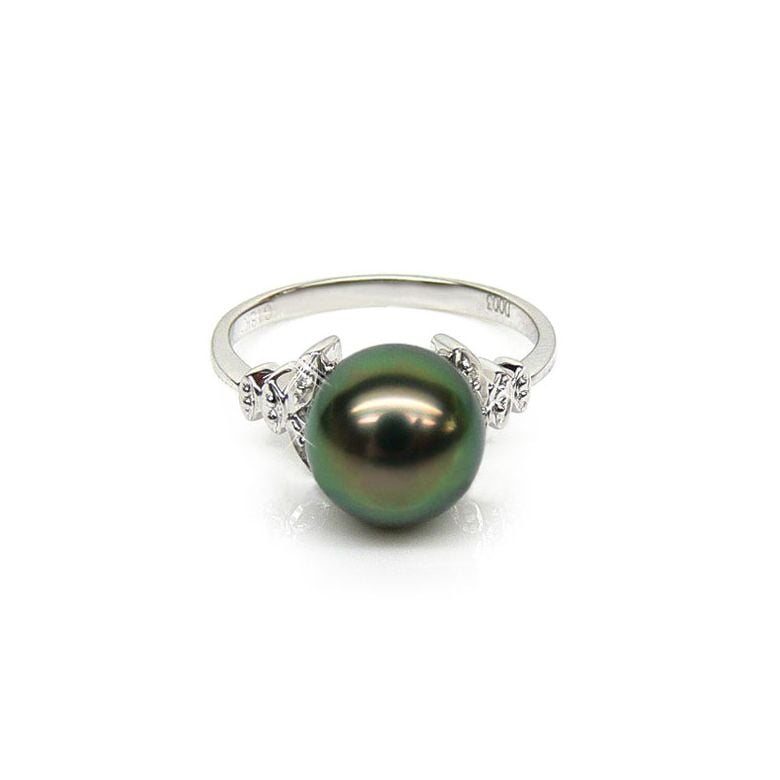Bague Mont du Lotus - Perle de Tahiti - Or blanc, diamants - 1