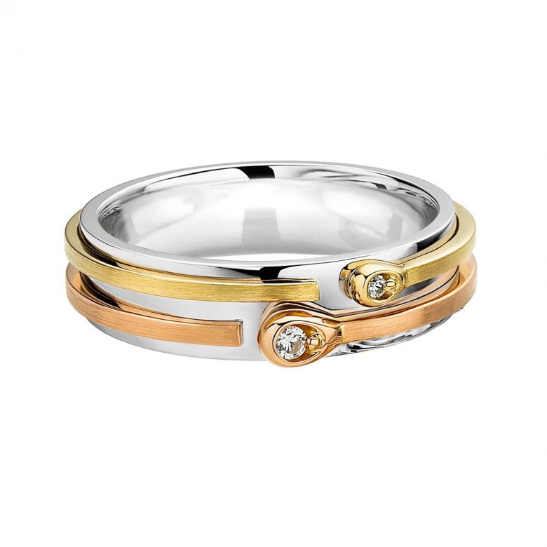 Alliance Homme 3 ors - Diamants - Allumettes diamantées - 1